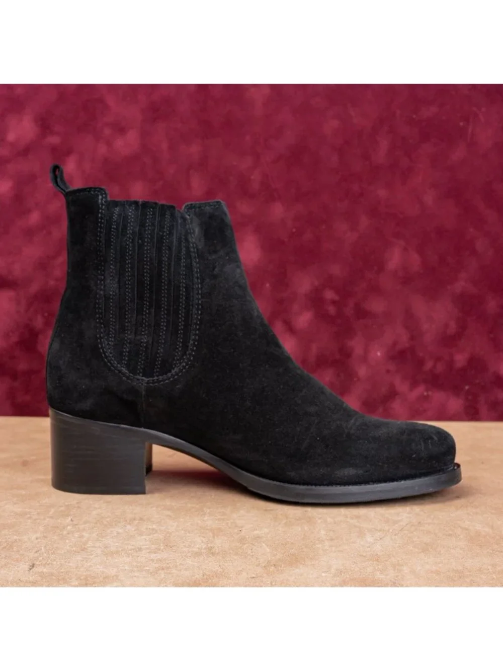 La Canadienne Wmn Prince Chelsea Western Cowboy Vibram Black Suede Boots Sz 8.5